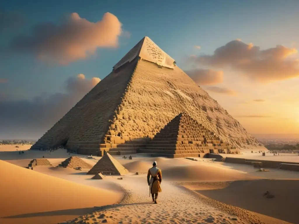 Detalle en 3D de las Pirámides de Giza con tecnología avanzada