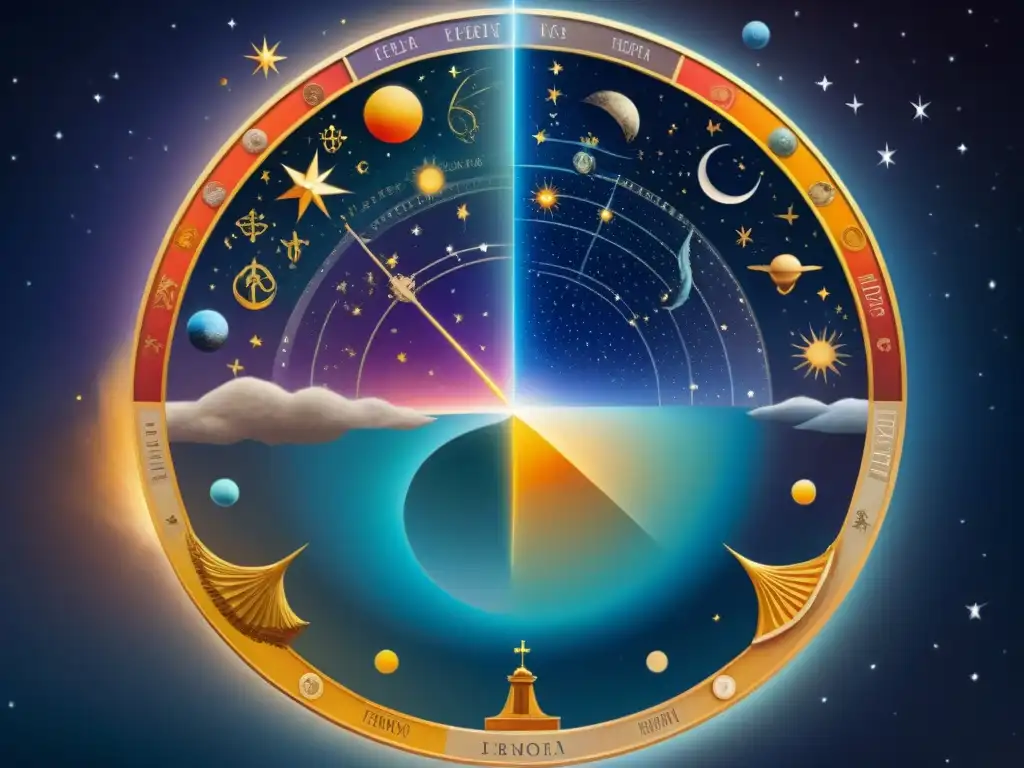 Detalle de símbolos astrológicos y constelaciones en la Épica Artúrica y otras culturas