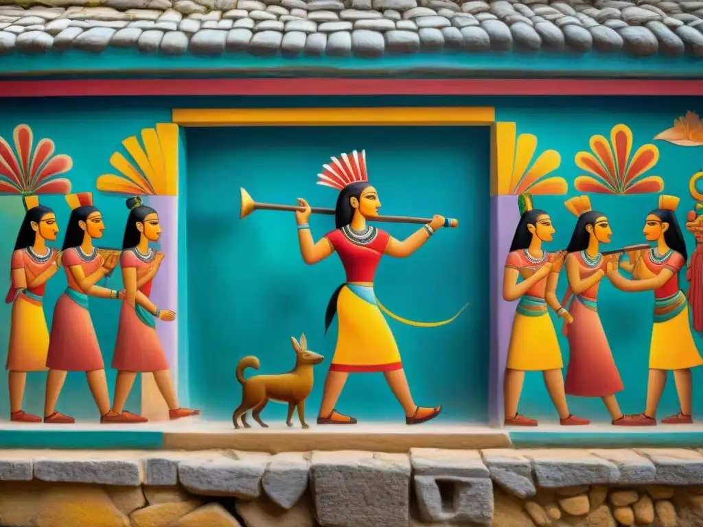 Detalle de los vibrantes murales de Bonampak, reflejando la vida maya con colores auténticos y escenas detalladas