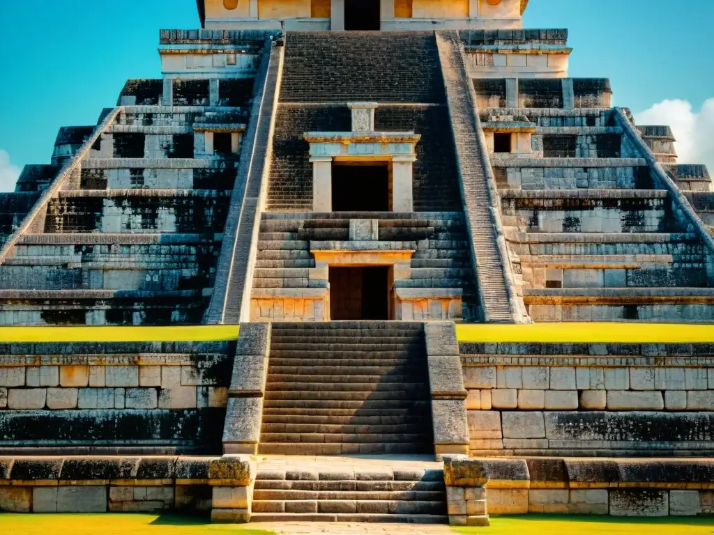 Detalles asombrosos de la arquitectura maya en el Templo de Kukulcan en Chichen Itza