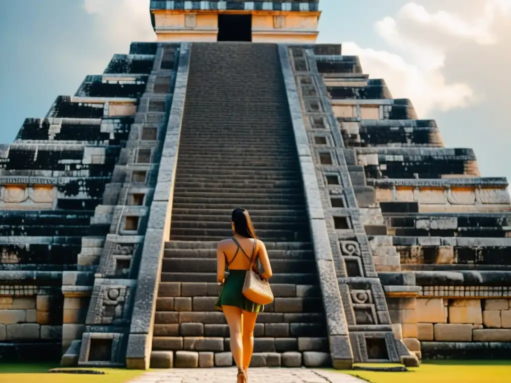 Detalles asombrosos de la historia de Chichén Itzá maya: intrincadas esculturas de piedra iluminadas por el sol, creando un juego de luces y sombras