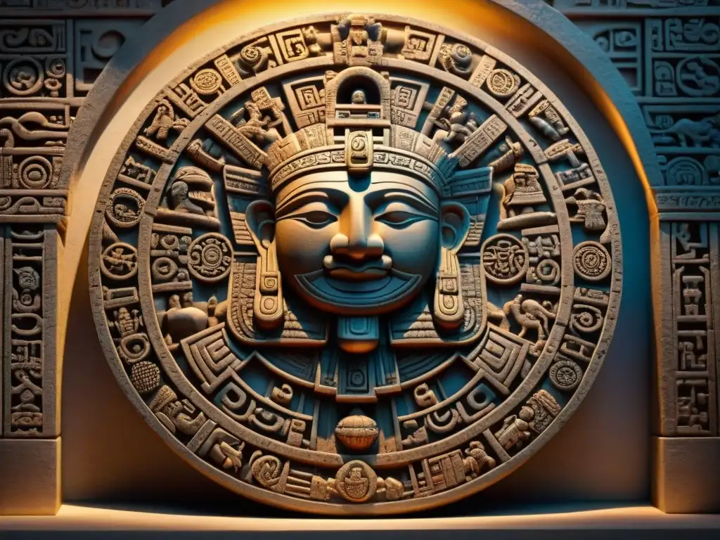 Detalles del calendario maya: sombras revelan misteriosos símbolos y arte maya