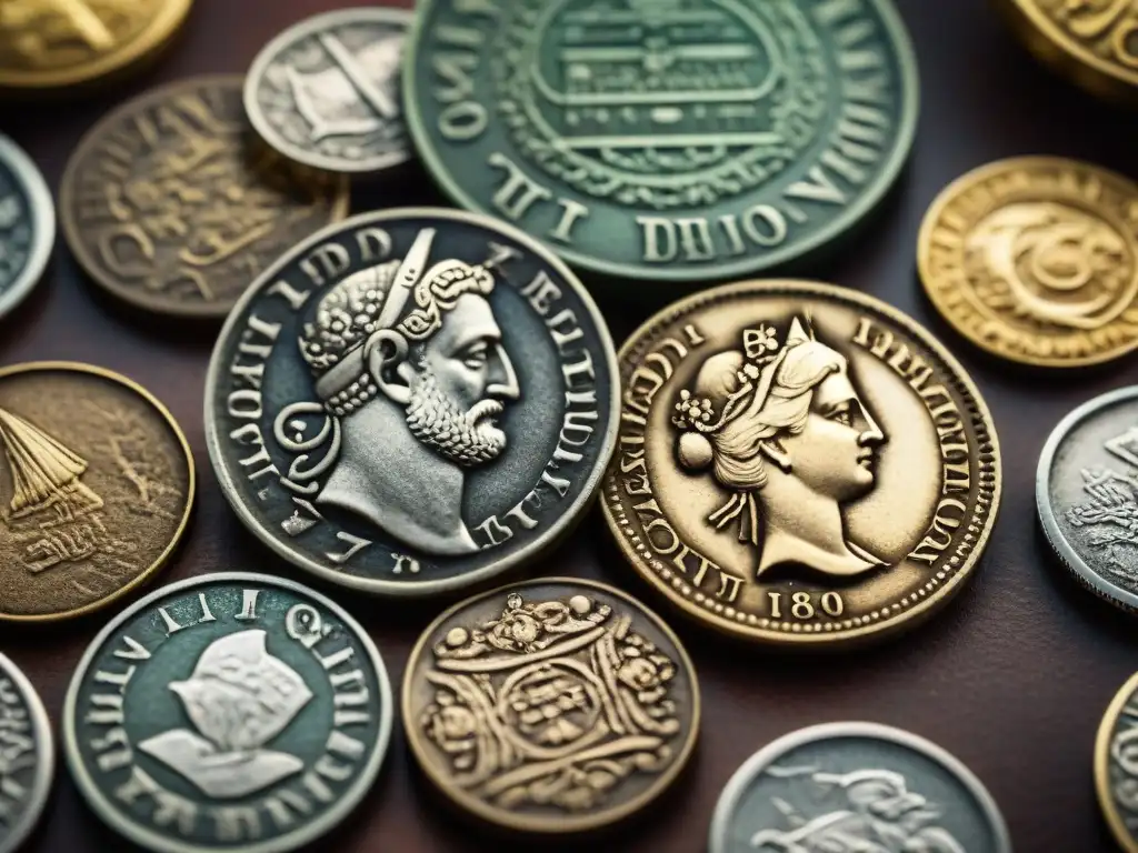 Detalles históricos en monedas y sellos antiguos, huellas de invasiones pasadas