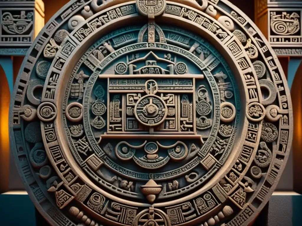 Detalles intrincados del calendario maya: arte y misterios de la adivinación, predicciones y símbolos