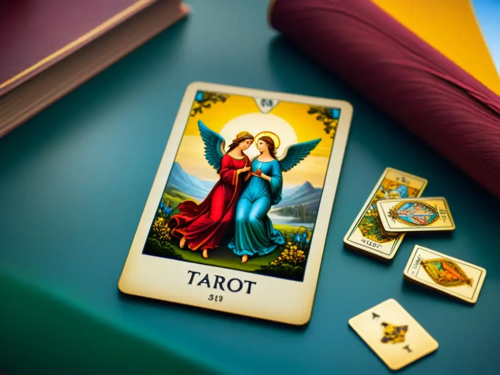 Detalles renacentistas del Tarot ViscontiSforza, mostrando El Amor con sus colores vibrantes y oro