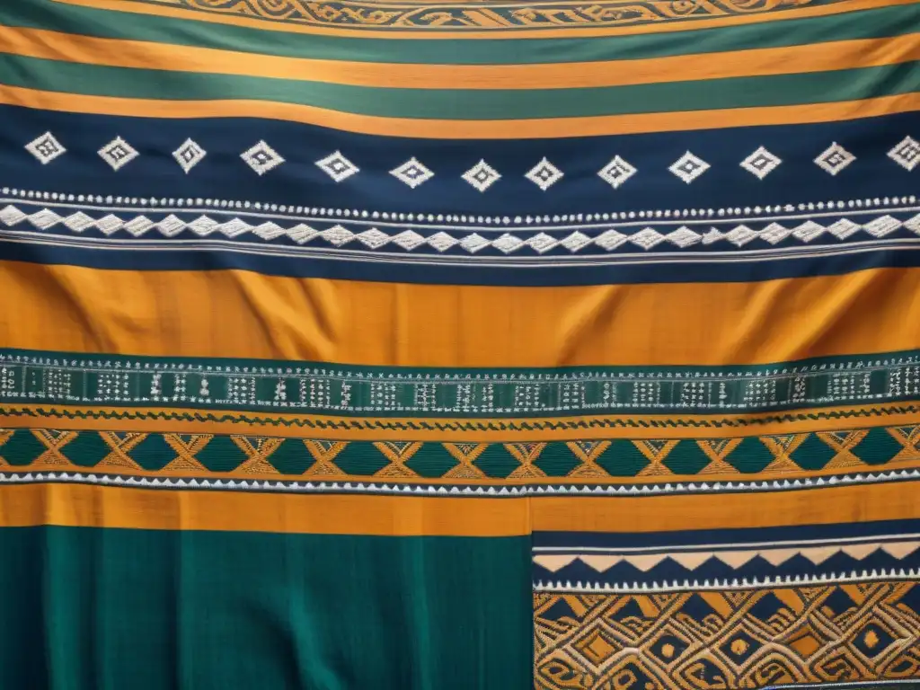 Un diseño textil inspirado en megalitos con simbolismo vestimenta culturas megalíticas en tonos tierra y azul