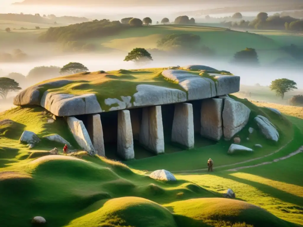 Descubre la emoción de arqueólogos excavando un dolmen al amanecer