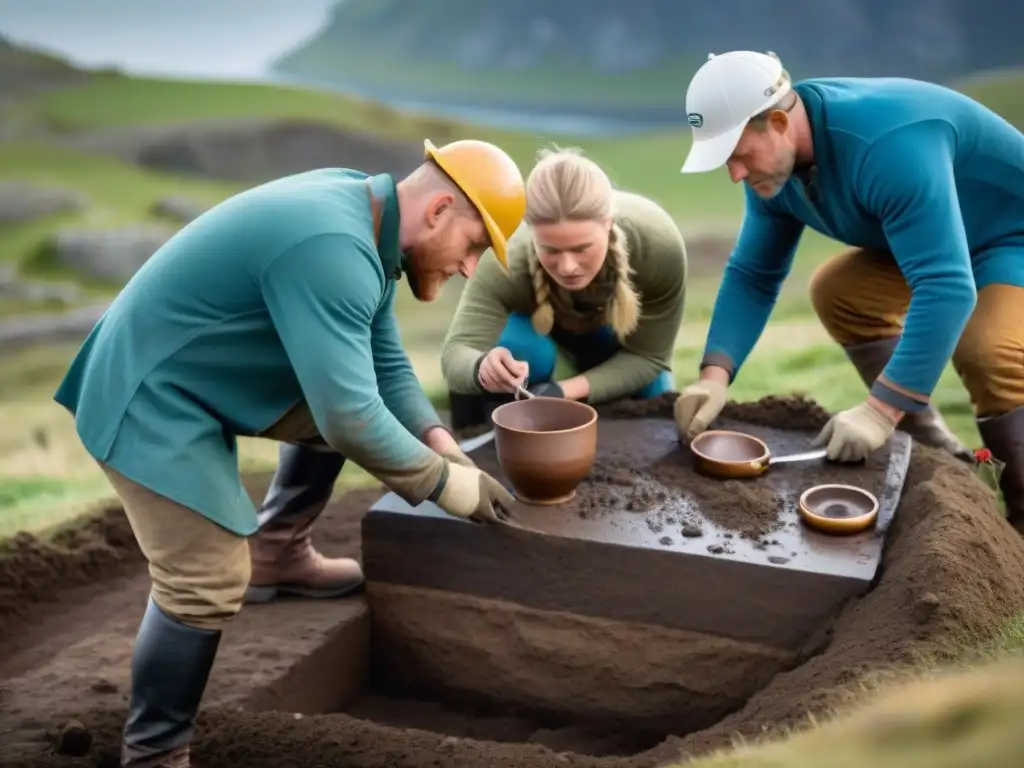 Emocionante excavación de una ceremonia: descubren una copa vikinga ornamental en un sitio de entierro