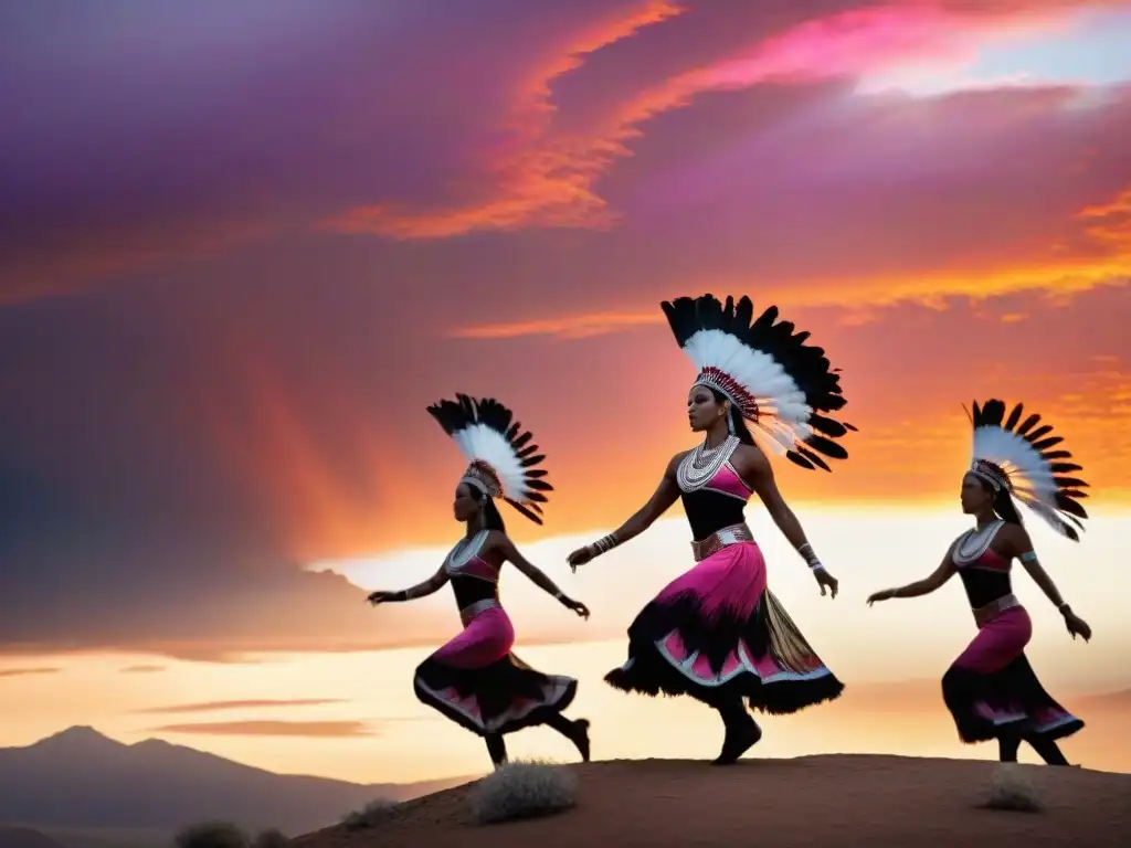 Emotiva representación de la Danza del Sol indígenas americanos al amanecer, conectando con la naturaleza y el ritual ancestral