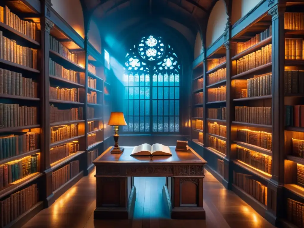 Majestuosa biblioteca antigua con el Codex Gigas Descubre la enigmática biblioteca antigua con el Codex Gigas