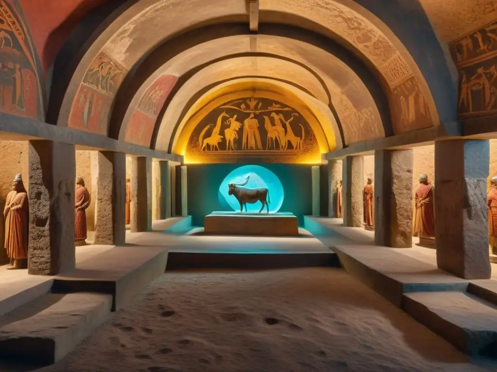 Enigmático Mithraeum romano, con frescos vibrantes y misteriosa sabiduría en cultos mistéricos