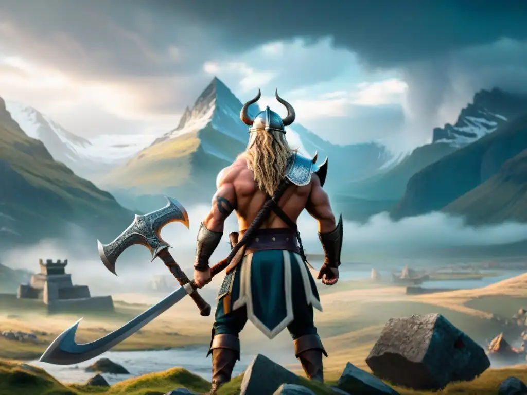 Épica batalla vikinga en un videojuego de mitología nórdica