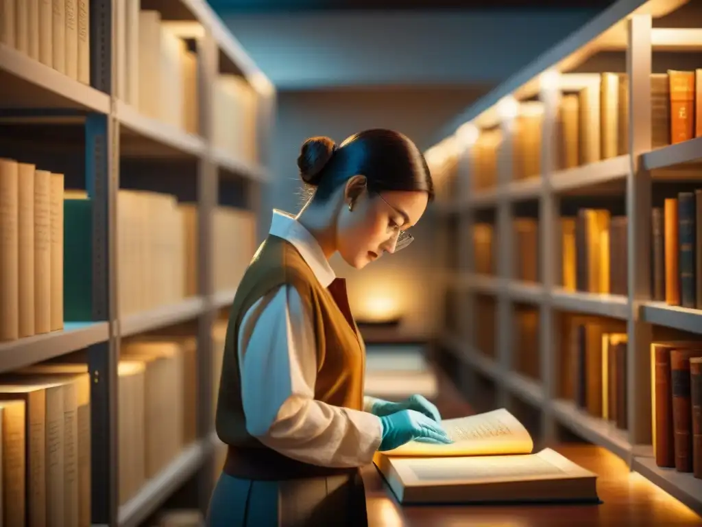 Equipo de archivistas digitalizando manuscritos antiguos en una sala histórica, preservando civilizaciones