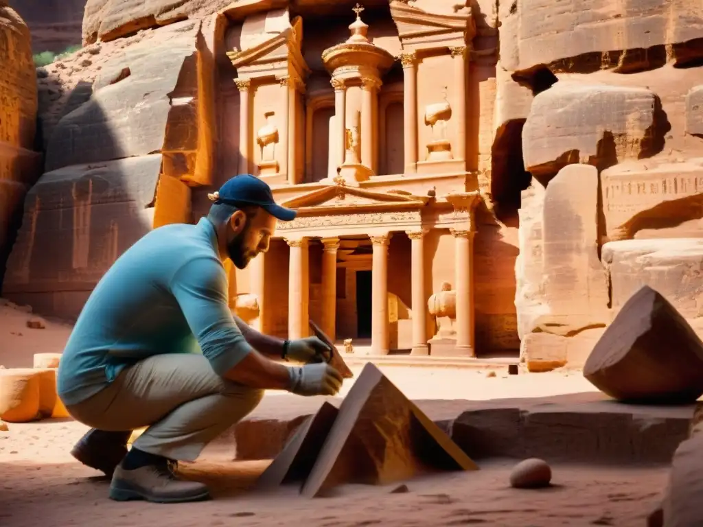 Equipo de arqueólogos restaurando el alma de Petra con delicadeza y pasión