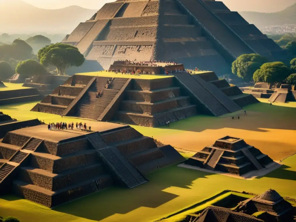 Equipo de arqueólogos excavando en la base de la Pirámide del Sol en Teotihuacán, evocando el misterio de la construcción de Teotihuacán