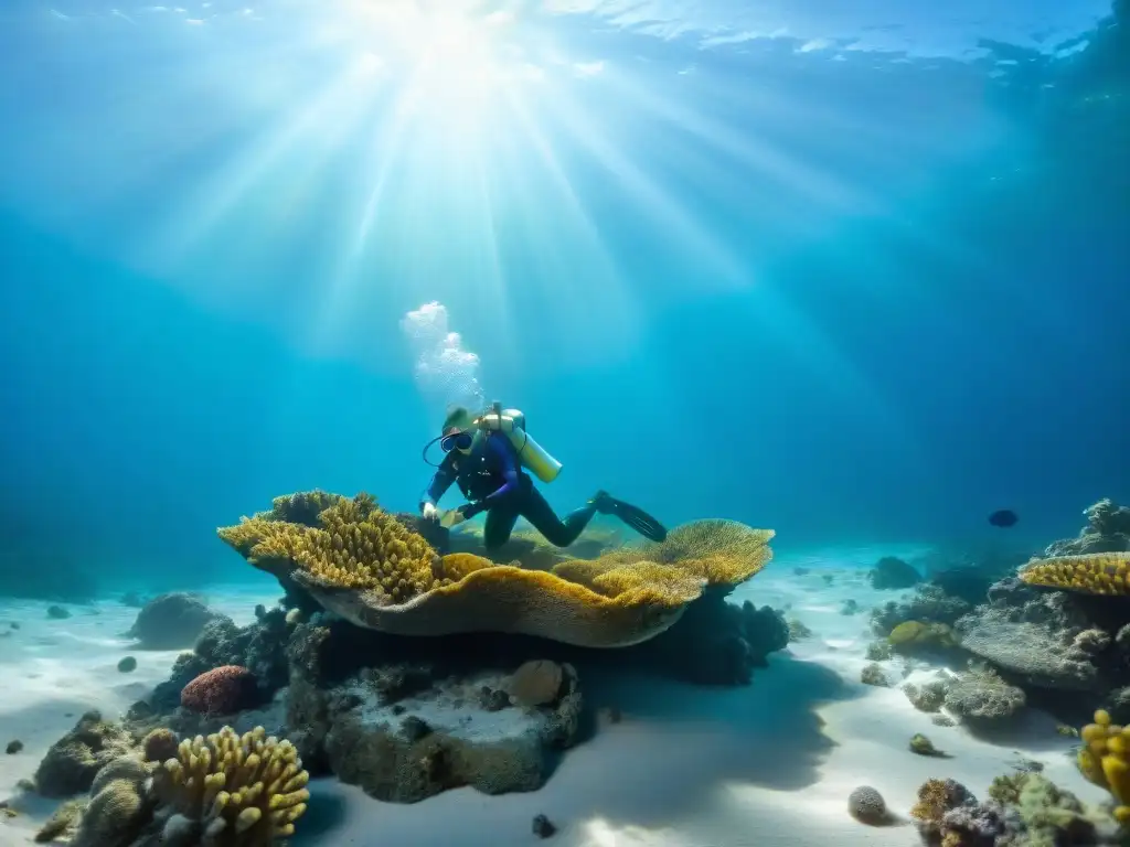 Un equipo de arqueólogos submarinos descubriendo artefactos antiguos en el mar