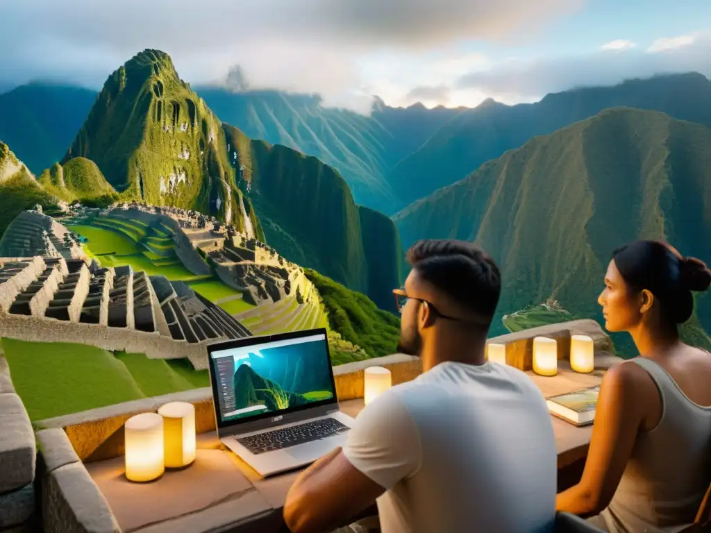 Equipo de artistas digitales inmersos en la reconstrucción virtual de Machu Picchu, cambiando la historia paso a paso