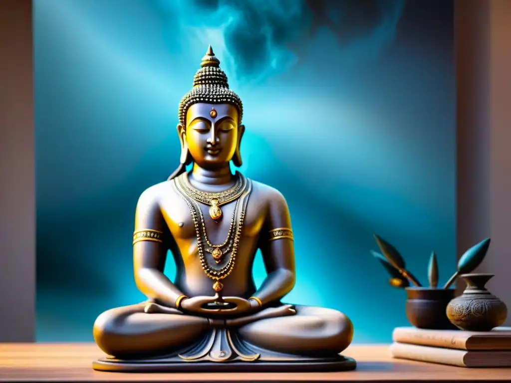 Escultor contemporáneo inspirado en la mitología hindú esculpe una obra moderna con detalles intrincados