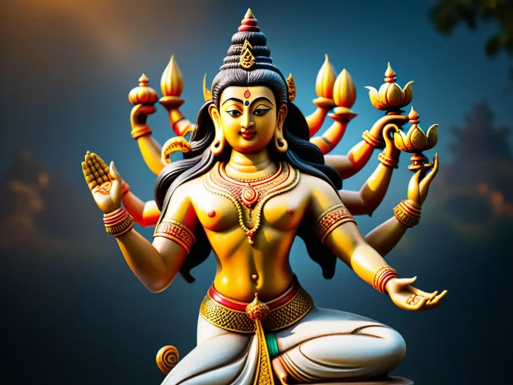 Escultura moderna de inspiración hindú: Majestuosa representación de Shiva en la danza cósmica Nataraja