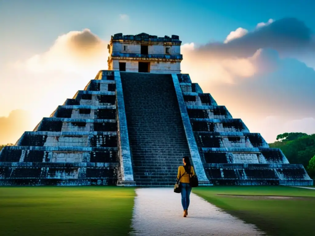 Escultura en piedra de observatorio astronómico maya en Chichén Itzá