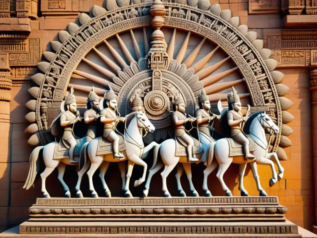 Escultura de Surya en el Templo del Sol Konark Misterios al atardecer