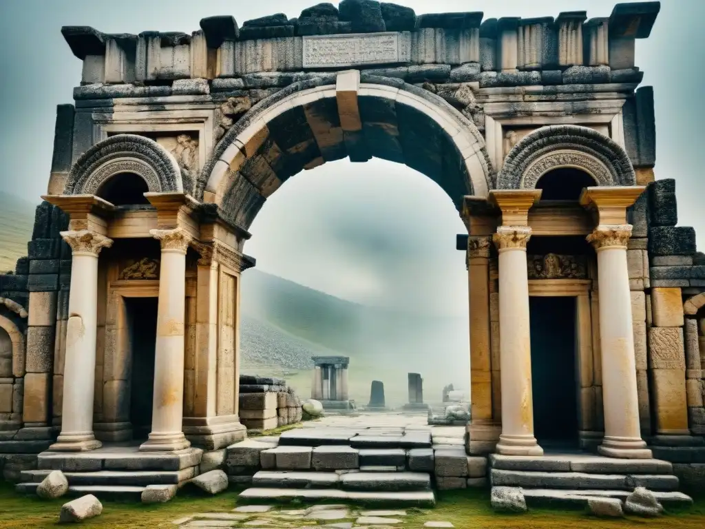 Exploración del inframundo en las antiguas ruinas de Hierápolis, Turquía, entre la niebla