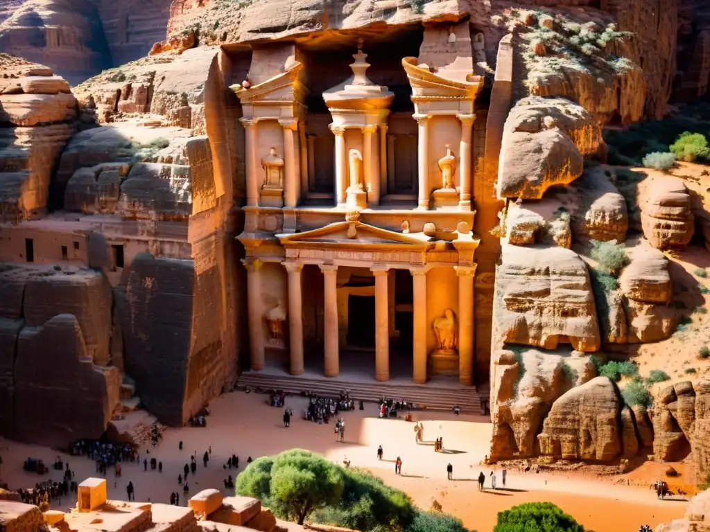 Exploradores maravillados en Petra, la joya arqueológica Nabateo en Arabia