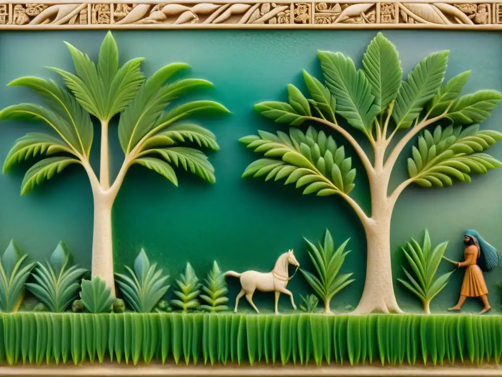 Un exquisito relieve de la antigua Mesopotamia muestra exuberantes jardines con flora y fauna detalladas