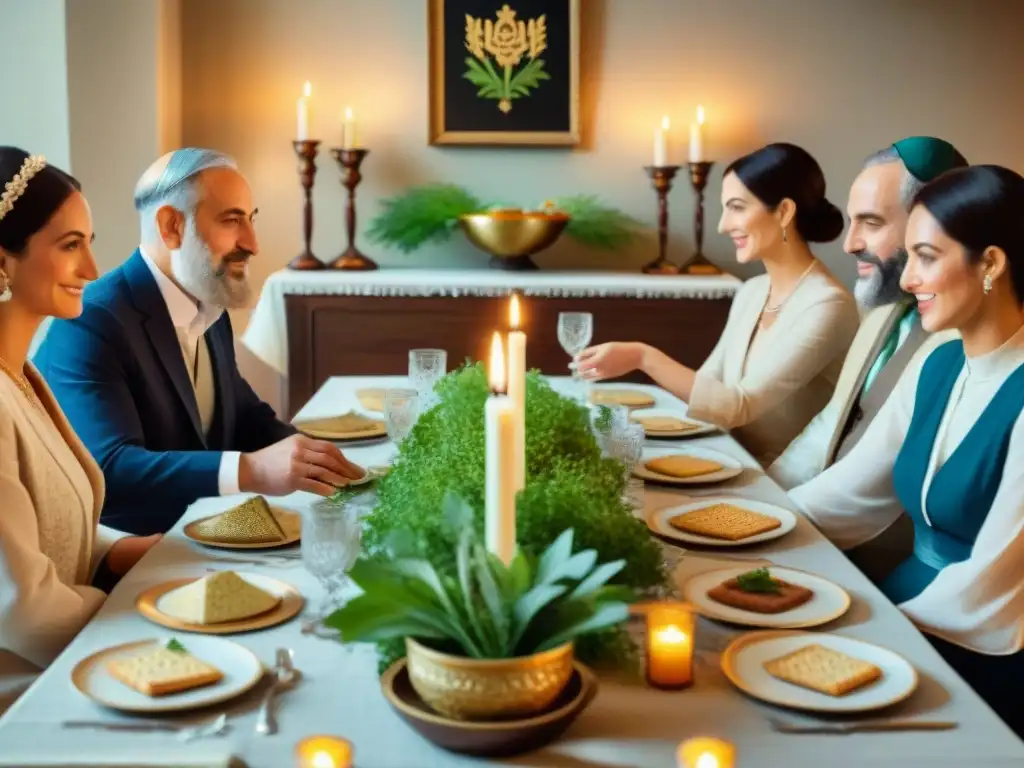 Una familia judía celebra el Seder de Pascua con rituales y tradiciones del calendario hebreo