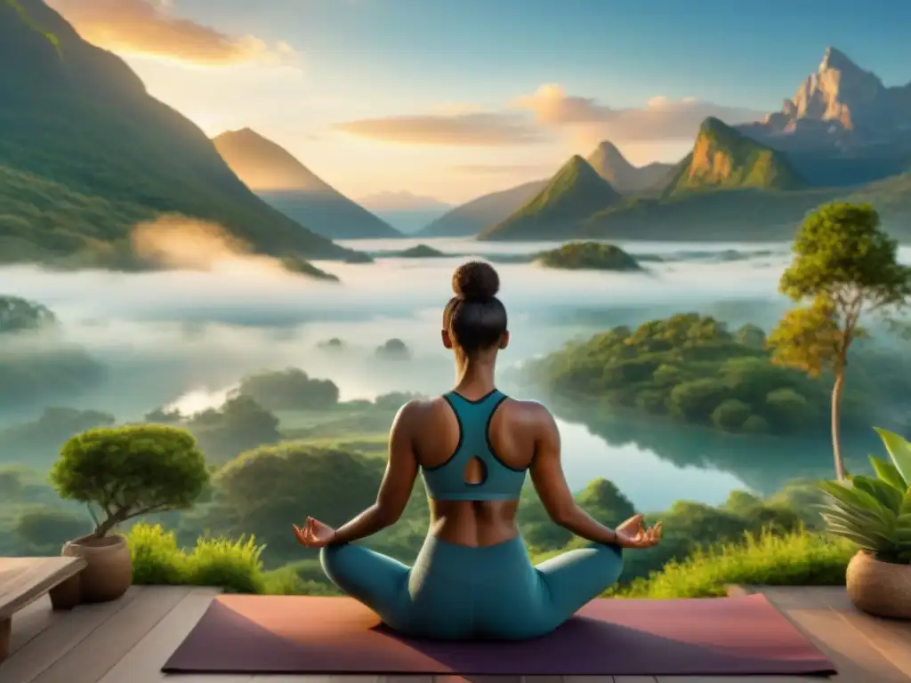 Grupo diverso practicando yoga al amanecer, conectados con la naturaleza