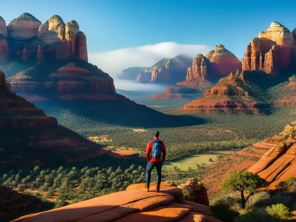 Un grupo de personas conectando con la energía de las formaciones rocosas en Sedona, Arizona, uno de los centros energéticos del mundo