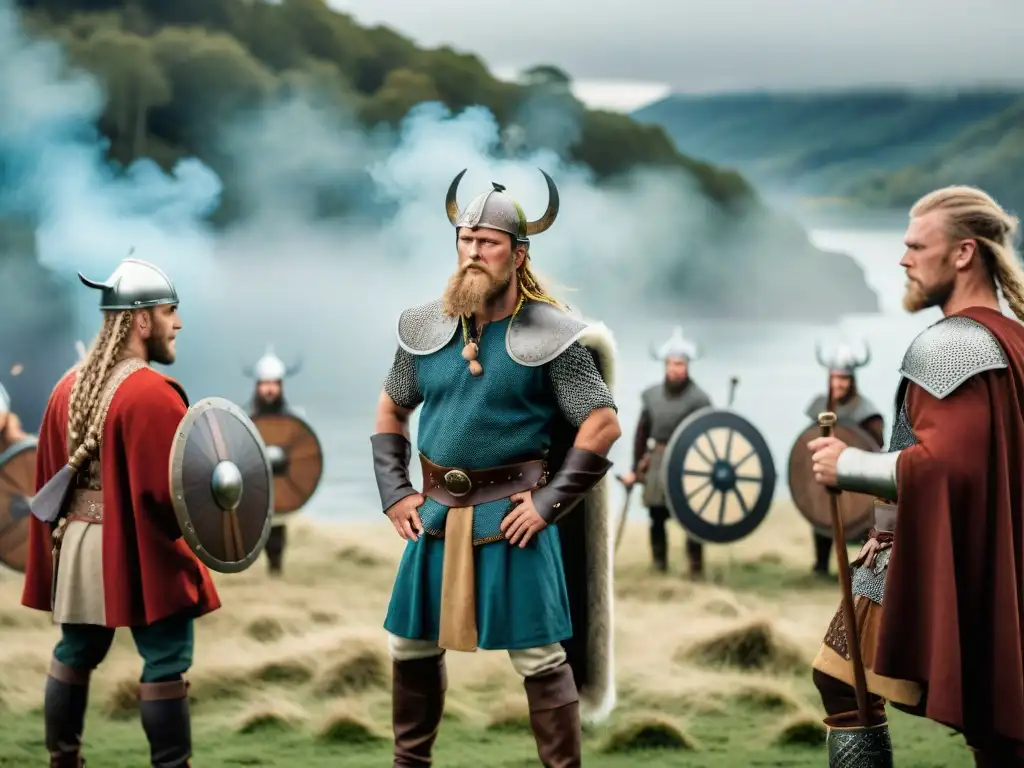 Iniciación de guerreros vikingos en una ceremonia ritual en el bosque