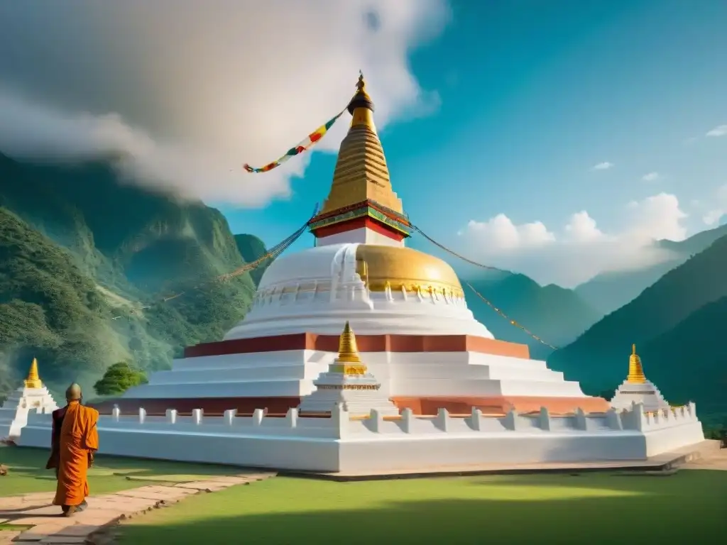 Hábiles artesanos renuevan estupa budista, reflejando paz y tradición