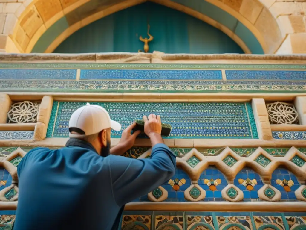 Hábiles artesanos restauran con dedicación los detallados mosaicos de la Mezquita Al Aqsa