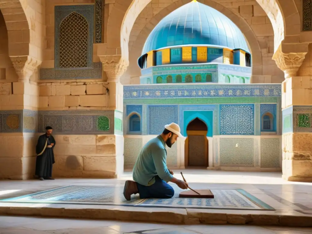 Hábiles artesanos restauran detalles de mosaicos en la histórica Mezquita Al Aqsa