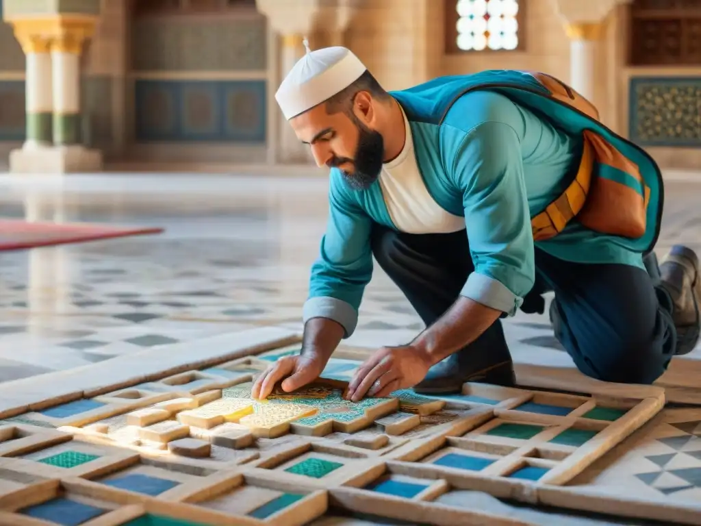 Hábiles artesanos restauran mosaicos detallados en la Mezquita Al Aqsa, fusionando tradición y modernidad en la preservación cultural