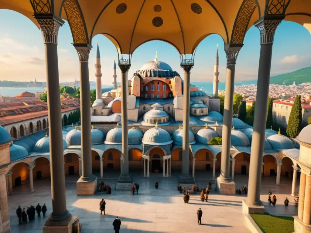 Hagia Sophia en Constantinopla: Reconstrucción Digital en 8k Reconstrucción de Constantinopla Imperio Bizantino: Detalles majestuosos de Hagia Sophia en la época dorada de Bizancio