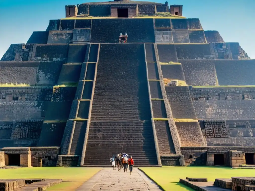 Imponente Pirámide del Sol en Teotihuacán, México, bajo cielo azul