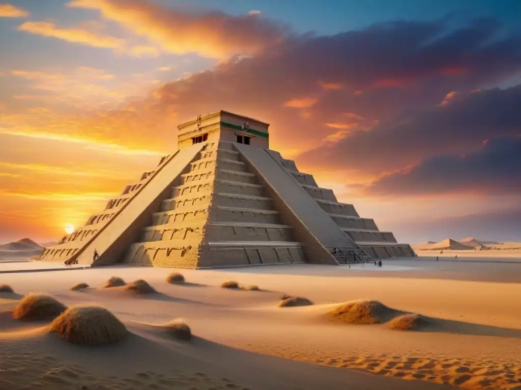 La imponente Ziggurat de Ur en Sumeria al atardecer, revelando los Secretos de la civilización antigua de Sumeria