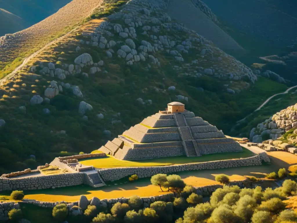 Imponentes ruinas ciclópeas antiguas en Mycenae, Grecia, revelando la misteriosa construcción de fortificaciones de bloques de piedra caliza