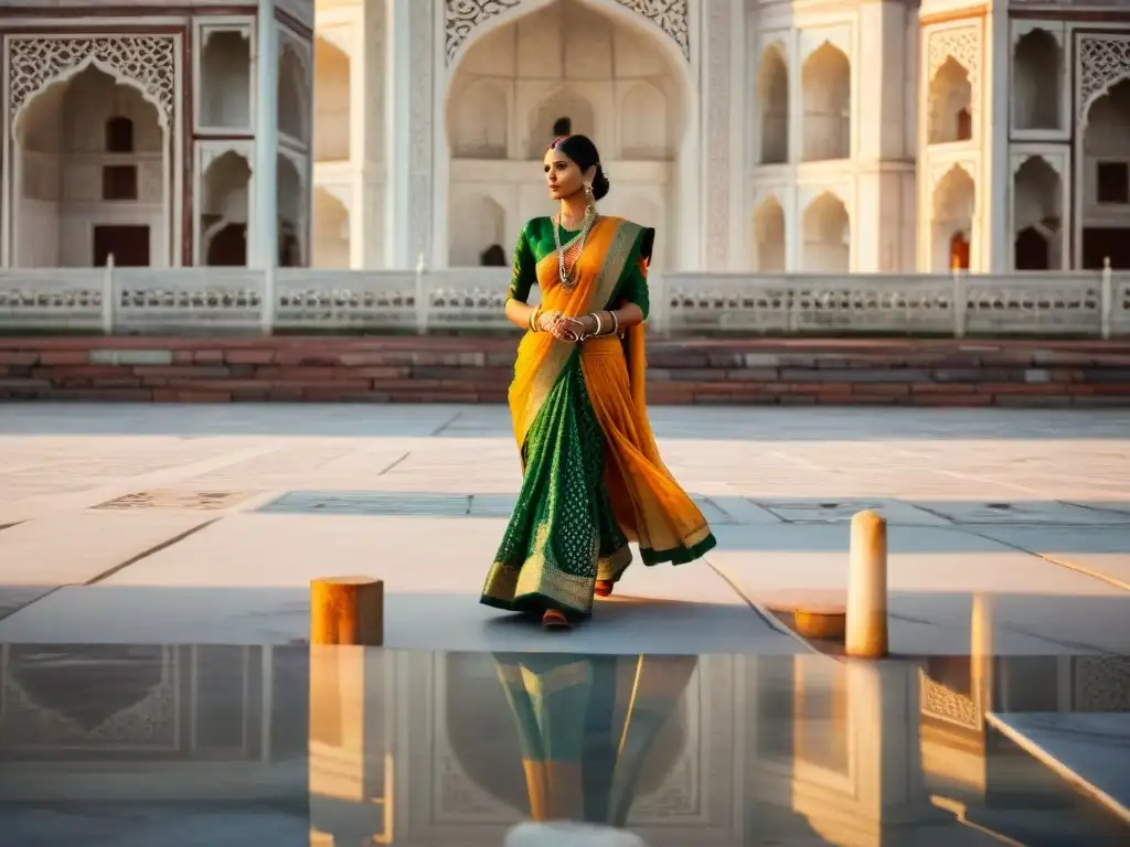 'Impresionante detalle de los tallados en mármol del Taj Mahal en Agra, India, resaltando los motivos florales y patrones geométricos