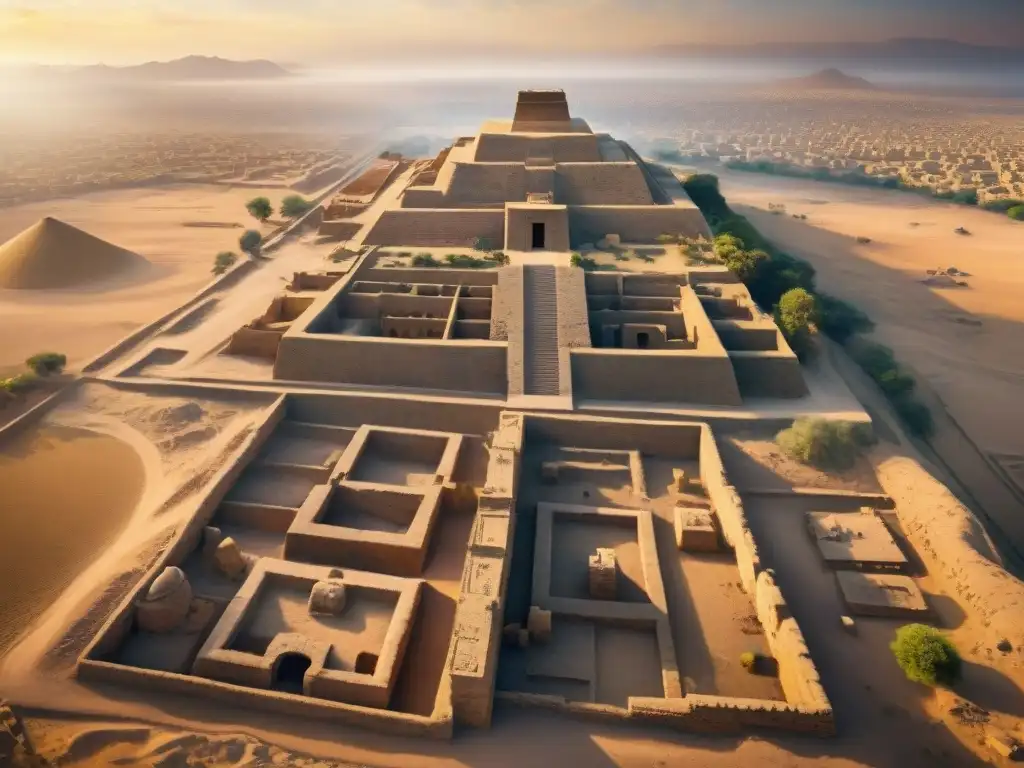 Impresionante imagen de Nippur al atardecer, evolución a centro religioso en Sumeria