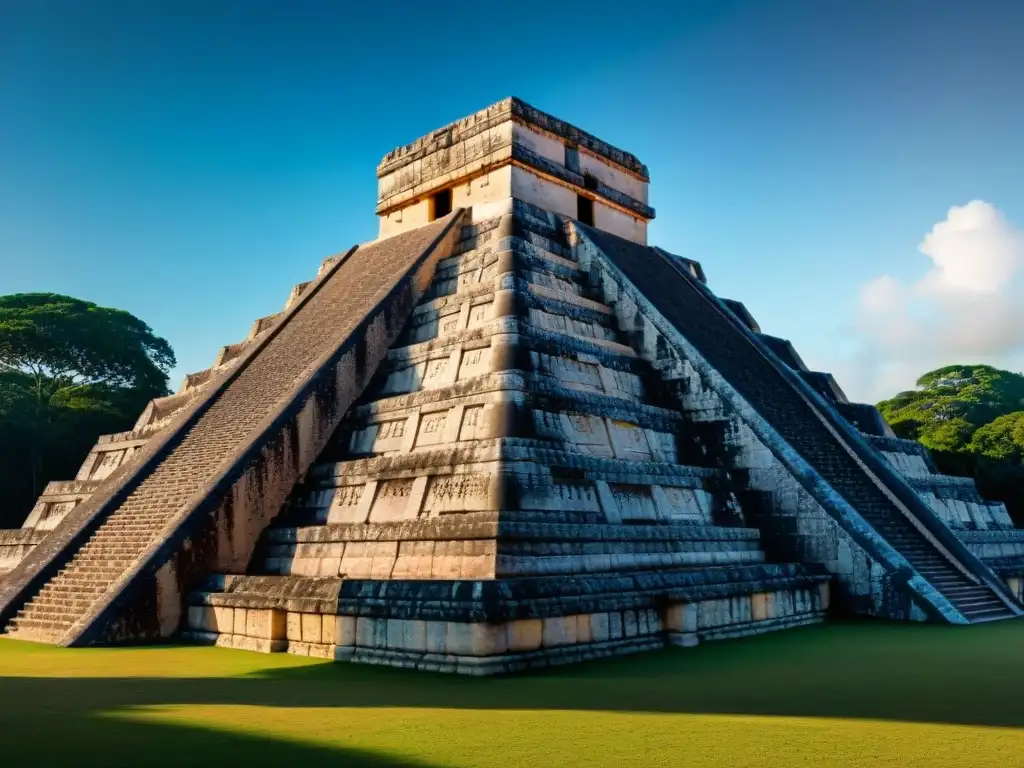 Impresionante Observatorio Celestial Maya Chichén Itzá con sombras dramáticas durante el equinoccio