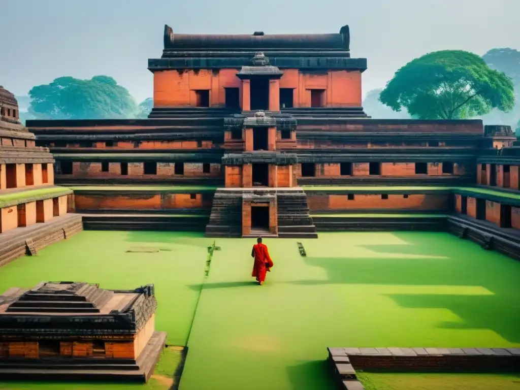 Impresionante ruinas de la antigua Universidad Nalanda, con detalles arquitectónicos intrincados