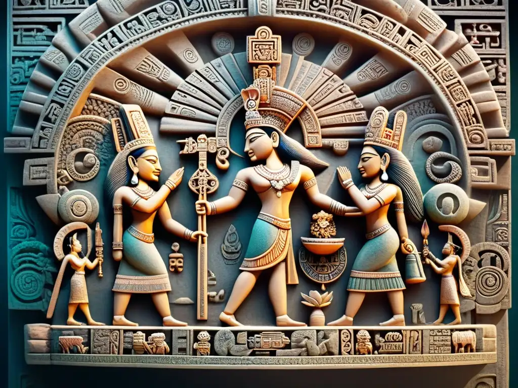 Impresionante tallado maya que representa la Creación del mundo según Mayas, con detalles y simbolismos ancestrales