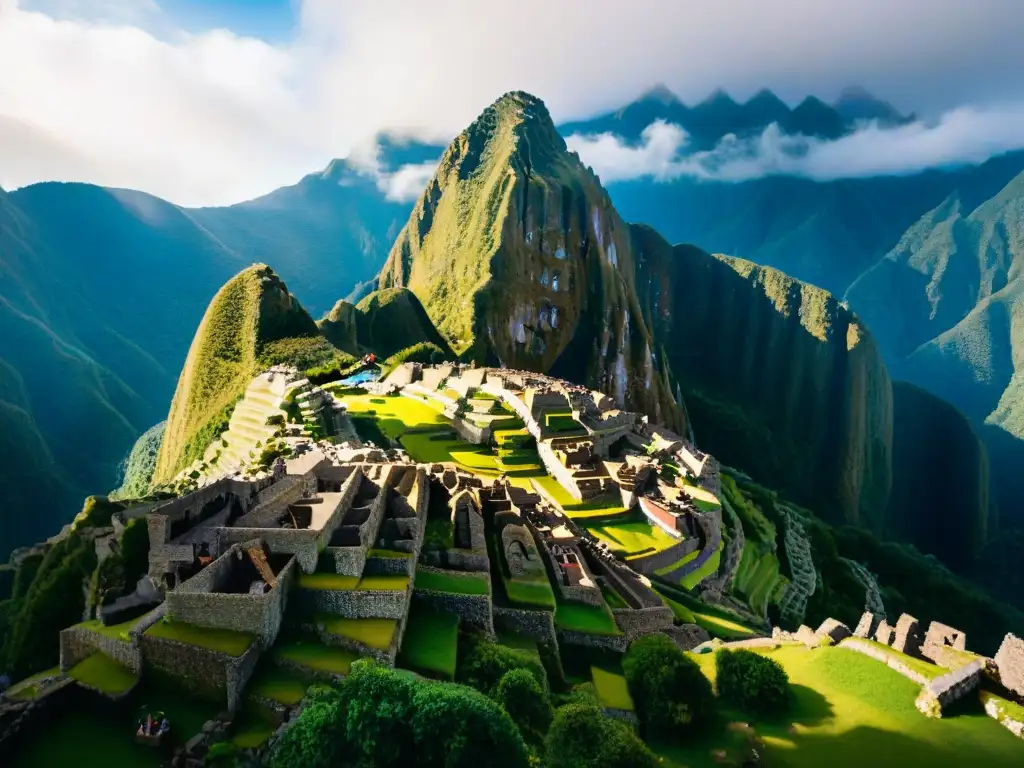 Impresionante vista de las intrincadas paredes de piedra de Machu Picchu, resaltando el legado moral Incas de orden y armonía