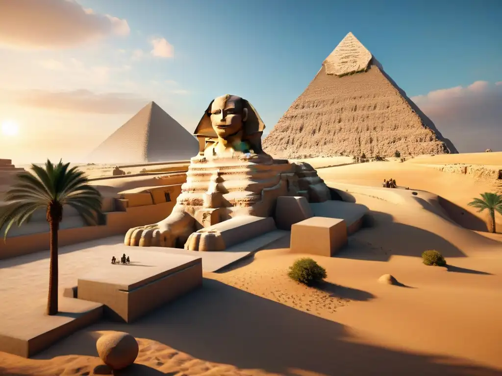Realidad virtual: Esfinge de Giza en detallado entorno egipcio Explora la influencia de civilizaciones antiguas en videojuegos: la Gran Esfinge de Giza en un entorno de realidad virtual detallado y envolvente