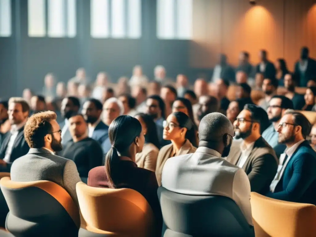 Un intenso debate filosófico entre contemporáneos en una sala de clases universitaria moderna