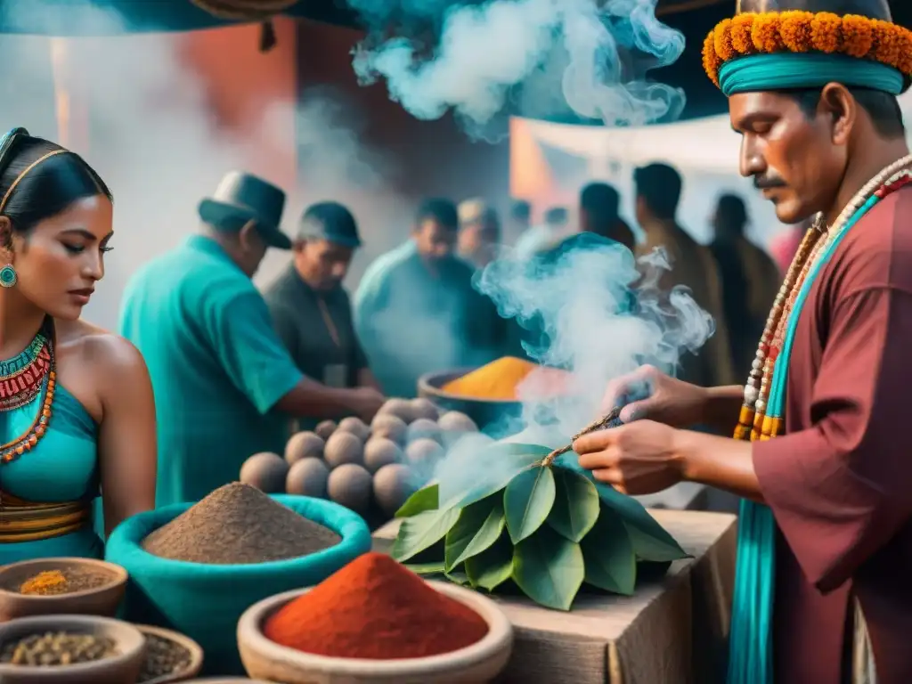 Intenso intercambio de tabaco en civilizaciones precolombinas en mercado maya