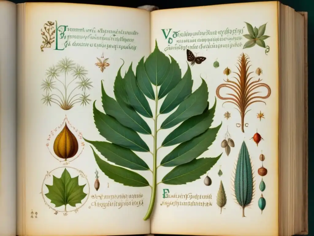 Intrincadas ilustraciones botánicas y símbolos en el misterioso Manuscrito Voynich, evocando antiguos secretos por descifrar